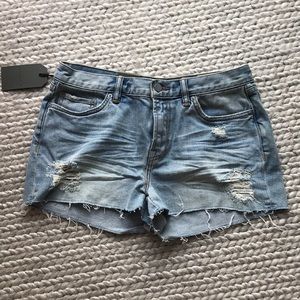 All Saints distressed denim shorts